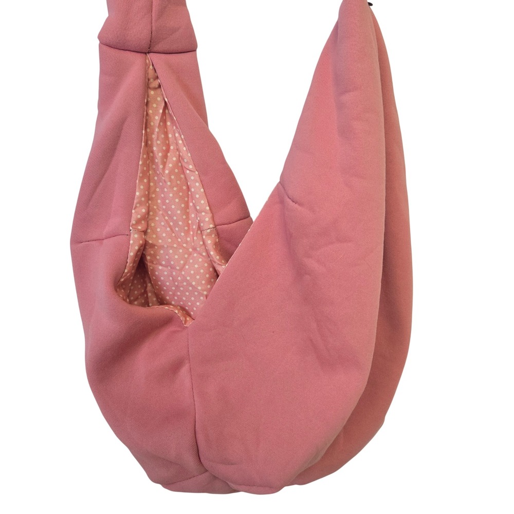 Dogline Pink Pet Carrier Sling Bag Small Dog Cat Polka Dot Lining Safety Clip